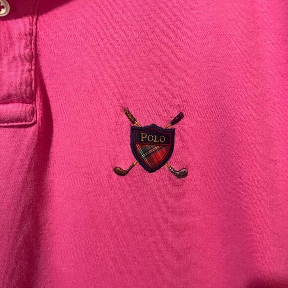 Ralph Lauren Vintage 90's Polo Shirt Pink Men's Size Medium Golf Crest SS - Picture 4 of 6